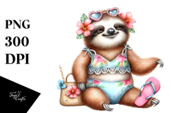 Adorned Baby Sloth with Beachwear PNG Product Image 1