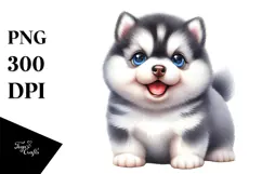 Expressive Baby Siberian Husky, PNG Product Image 1