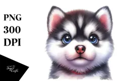 Expressive Baby Siberian Husky, PNG Product Image 1