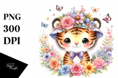 Smiling Baby Tiger with Whimsical Flowers | Sublimation | Product Image 3