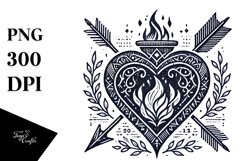 Vintage Stained Heart PNG Product Image 1
