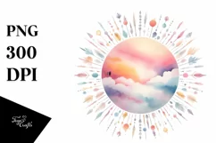 Colorful Pastel Sun Watercolor | Clipart Product Image 1