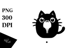 Funny Black Cat Digital Painting PNG Product Image 1