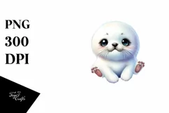 Cute Baby Seal on Moon PNG Product Image 3