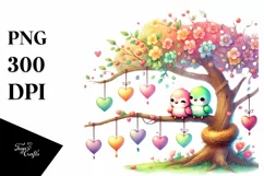 colorful Watercolor Hearts PNG Product Image 1
