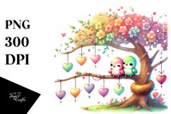 colorful Watercolor Hearts PNG Product Image 1