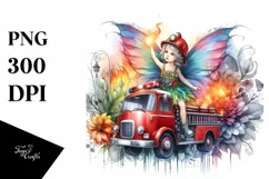 Colorful Fire Truck Fairy PNG Product Image 3