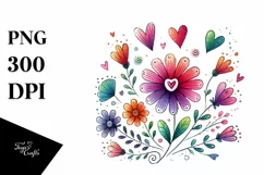Cute Flower with Hanging Hearts PNG Product Image 1