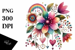Cute Flower with Hanging Hearts PNG Product Image 1