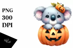Cute Baby Koala Popping Out from Halloween Pumpkin Product Image 3