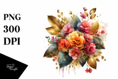 Vibrant Abstract Bouquet with Gold Foil | Sublimation Product Image 3