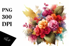 Vibrant Abstract Bouquet with Gold Foil | Sublimation Product Image 3