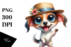 Watercolor Dog with Hat | Clipart Product Image 1