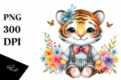 Smiling Baby Tiger with Whimsical Flowers | Sublimation | Product Image 3