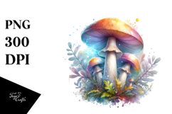 Detailed Pastel Shiny Mushroom Watercolor PNG Product Image 1