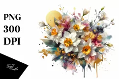 Vibrant Abstract Bouquet with Gold Foil | Sublimation Product Image 3