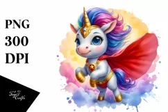 Colorful Baby Unicorn Hero PNG Product Image 3