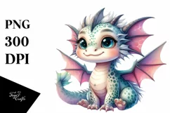 Cute Smiling Baby Dragon PNG Product Image 1