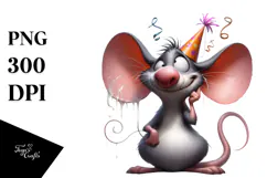 Goofy Mouse with Large Udder and Party Hat PNG Product Image 1