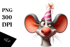 Goofy Mouse with Party Hat, Transparent PNG Product Image 1