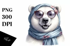 Detailed Whimsical Polar Bear Portrait | Sublimation Clipart Product Image 1