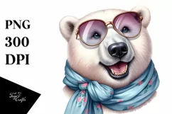 Detailed Whimsical Polar Bear Portrait | Sublimation Clipart Product Image 1