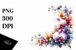 Colorful Floral Frame with Orchid PNG Product Image 3