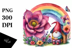 Illustration of Gnome House with Large Flower and Colorful Product Image 3