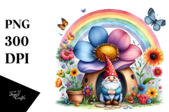 Illustration of Gnome House with Large Flower and Colorful Product Image 1