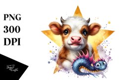 Smiling Highland Cow with Snapdragon Product Image 1