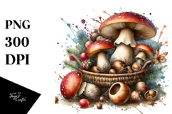 Mushroom Watercolor Splash PNG Product Image 1