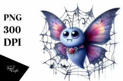 Funny Watercolor Whimsical Butterfly Halloween Vampire | Product Image 3