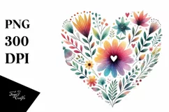 Colorful Flower with Hanging Heart PNG Product Image 1