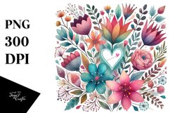 Colorful Flower with Hanging Heart PNG Product Image 1