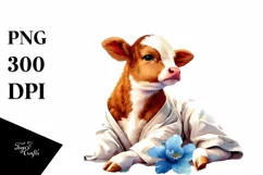 Baby Cow with Dojo Background PNG Product Image 3