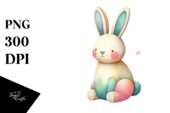 Pastel Bunny Made of Wood PNG Product Image 1
