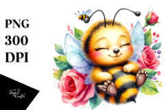 Watercolor Vibrant Baby Bee | Sublimation Clipart Product Image 1