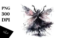 Dancing Gothic Fairy, Watercolor PNG Product Image 1