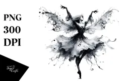 Washed Watercolor Gothic Dancing Fairy PNG Product Image 1