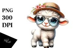 Watercolor Baby Lamb PNG Product Image 1