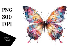 Butterfly Silhouette Flower Painting, PNG Product Image 1