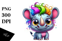 Colorful Baby Rhino Cartoon Clipart Product Image 3