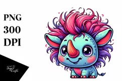 Colorful Baby Rhino Cartoon Clipart Product Image 3