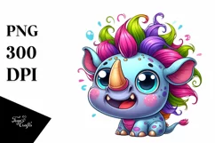 Colorful Baby Rhino Cartoon Clipart Product Image 3