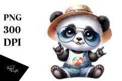 Cute Baby Panda on the Beach PNG Product Image 1