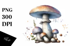Detailed Mushroom Watercolor Splash PNG Product Image 1