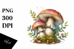Detailed Mushroom Watercolor Splash PNG Product Image 3