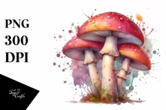 Detailed Mushroom Watercolor Splash PNG Product Image 1