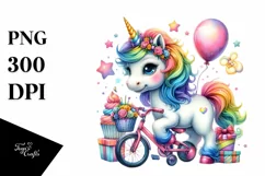 Baby Unicorn with Bicycle PNG Product Image 3