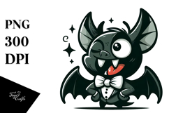 Dramatic Bat with Bow Tie PNG Product Image 1